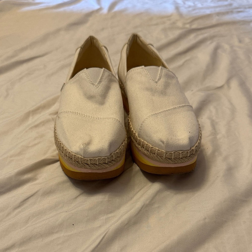 Toms Cream Platform Espadrille Slip-Ons
